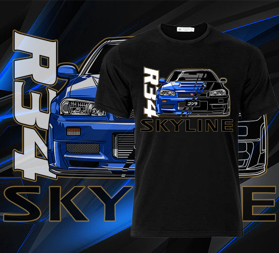 Cars - Skyline R34 Blue Short Sleeve